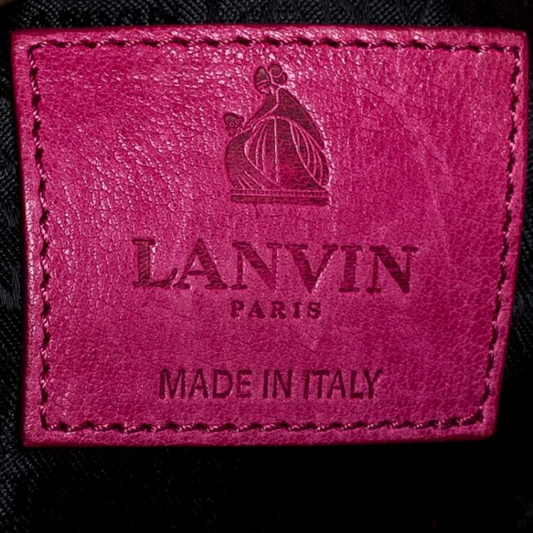 Pre Owned Lanvin Pink Leather Turnlock Fold Over Clutch