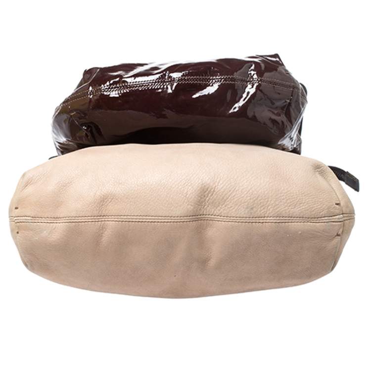 Pre Owned Lanvin Multicolor Leather and Patent Foldover Shoulder Bag