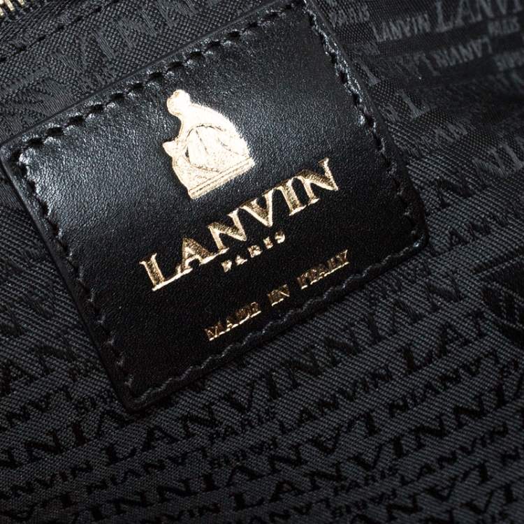 Pre Owned Lanvin Rust/Red Leather/Satin and Patent Leather Amalia Cabas Tote