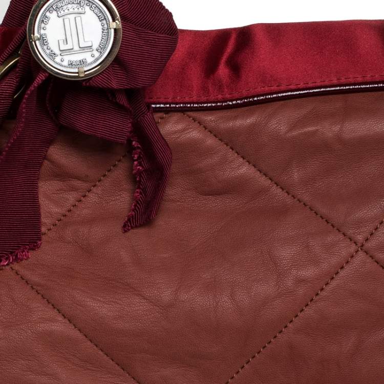 Pre Owned Lanvin Rust/Red Leather/Satin and Patent Leather Amalia Cabas Tote