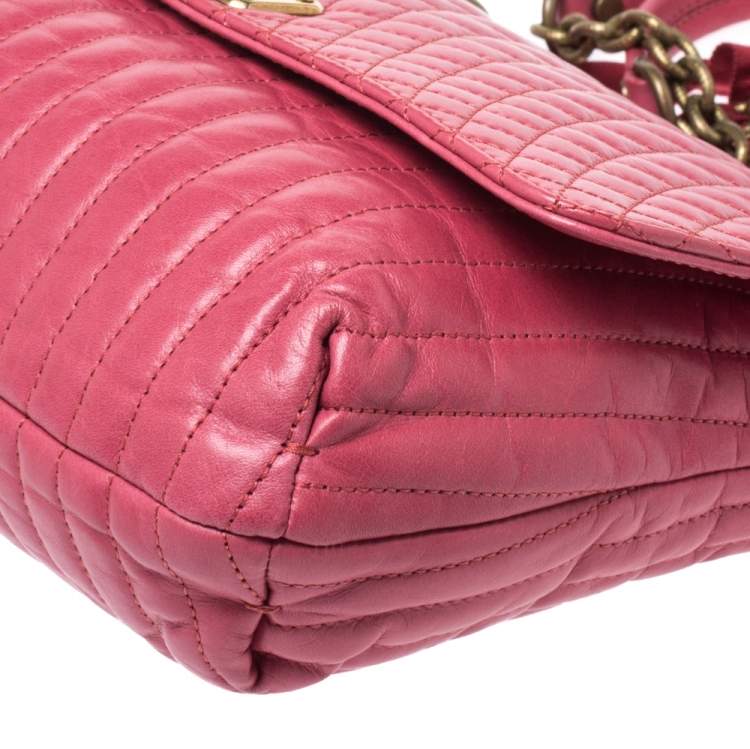 Pre Owned Lanvin Magenta Leather Happy Shoulder Bag