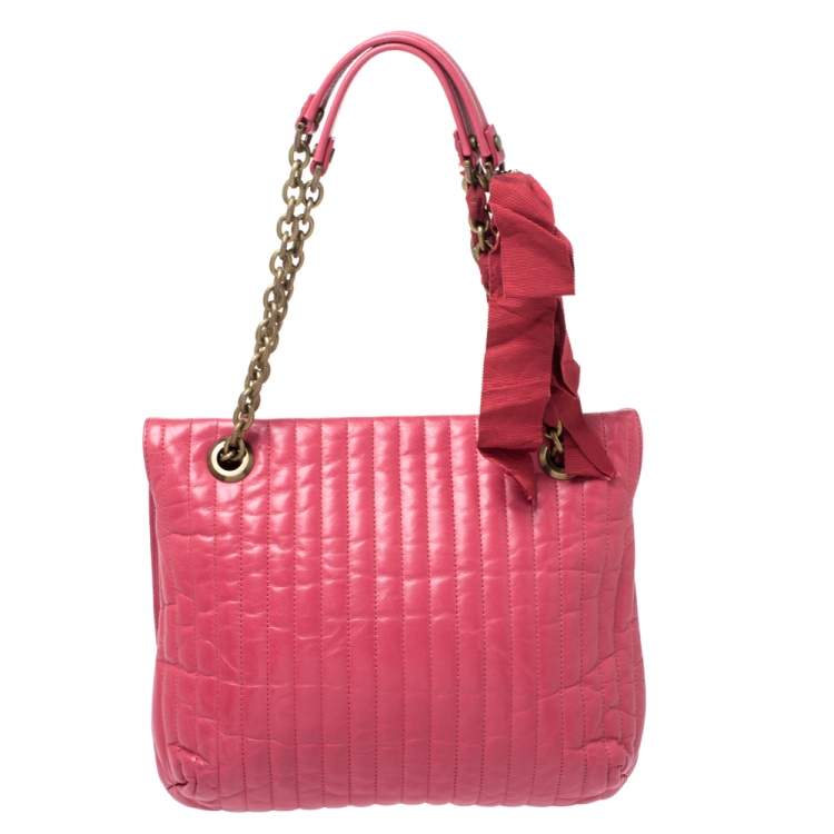 Pre Owned Lanvin Magenta Leather Happy Shoulder Bag