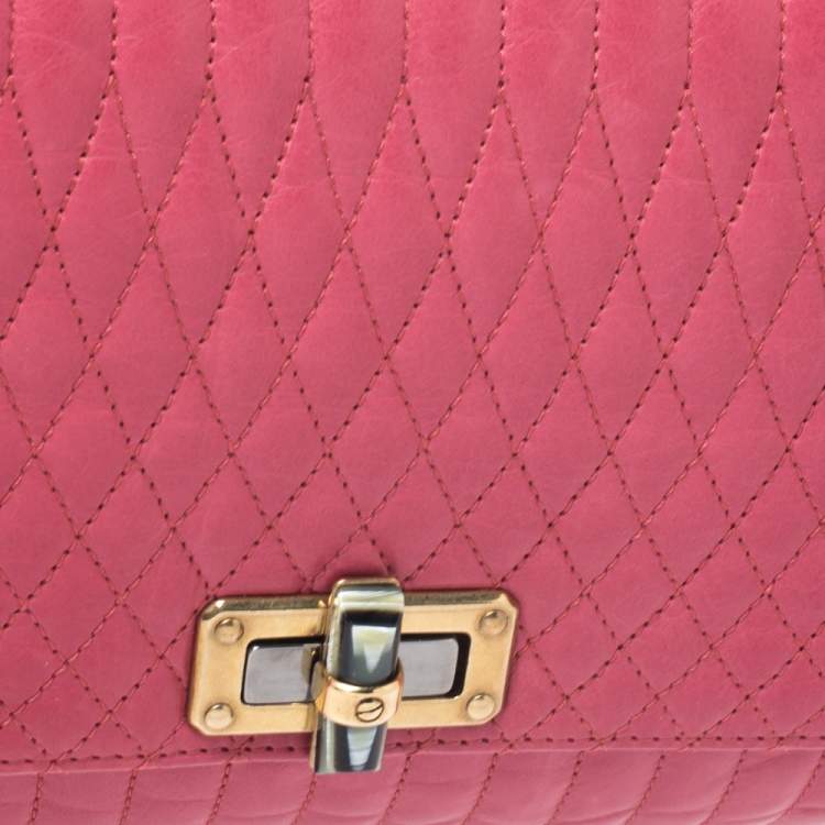 Pre Owned Lanvin Magenta Leather Happy Shoulder Bag