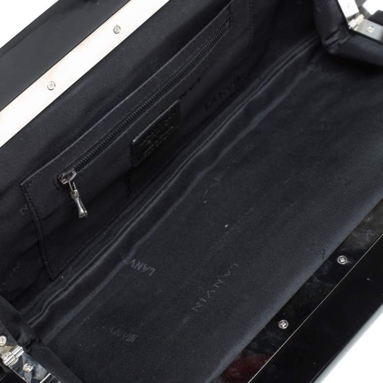 Pre Owned Lanvin Black Leather Lucite Frame Chain Shoulder Bag