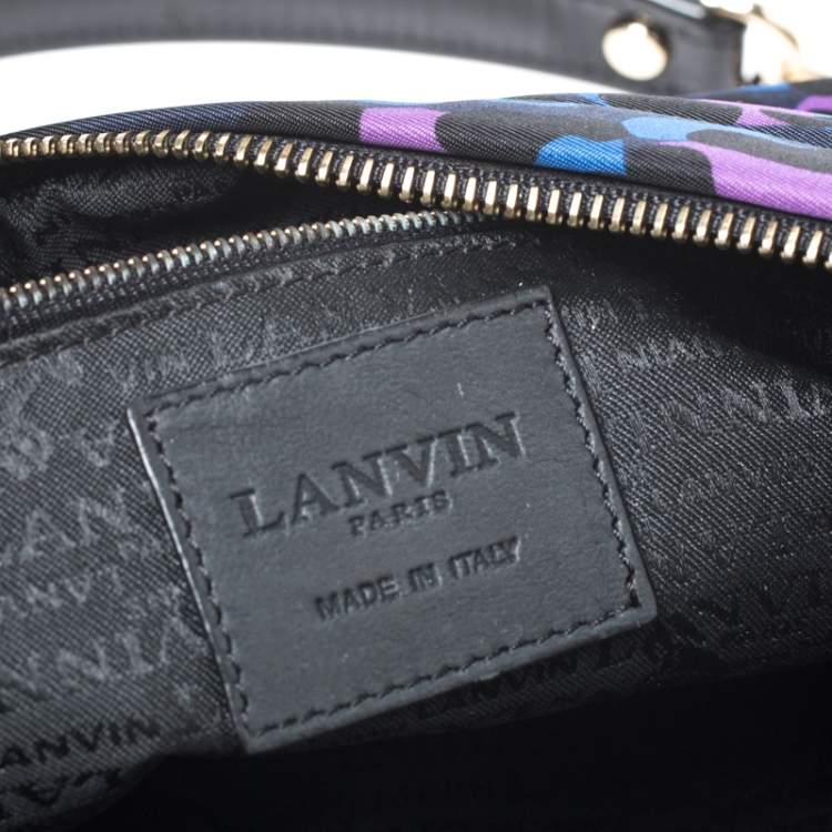 Pre Owned Lanvin Multicolor Printed Nylon and Patent Leather Shoulder Bag