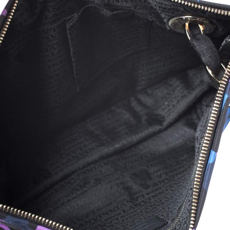 Pre Owned Lanvin Multicolor Printed Nylon and Patent Leather Shoulder Bag