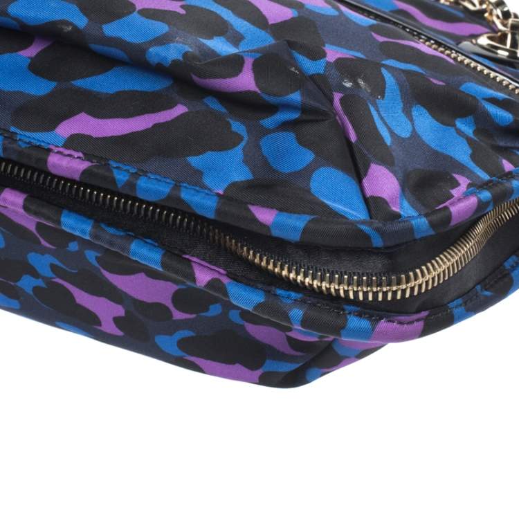 Pre Owned Lanvin Multicolor Printed Nylon and Patent Leather Shoulder Bag