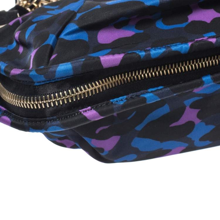 Pre Owned Lanvin Multicolor Printed Nylon and Patent Leather Shoulder Bag
