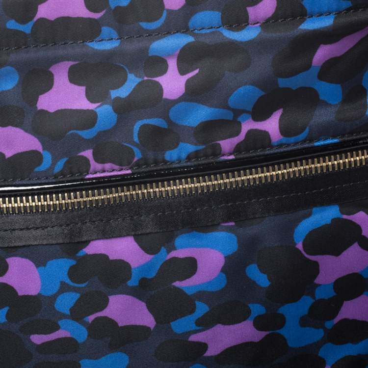 Pre Owned Lanvin Multicolor Printed Nylon and Patent Leather Shoulder Bag