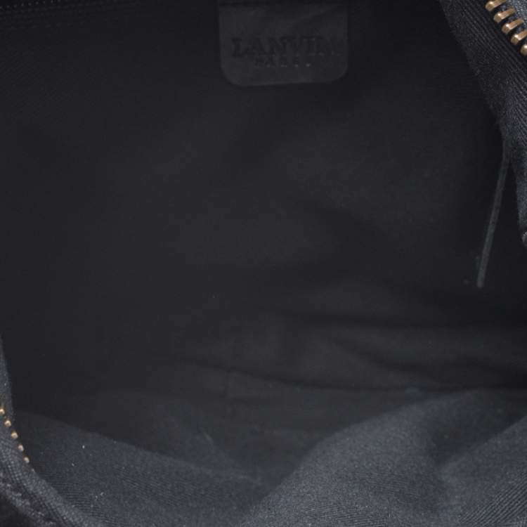 Pre Owned Lanvin Black Fox Fur and Leather Strappy Hobo