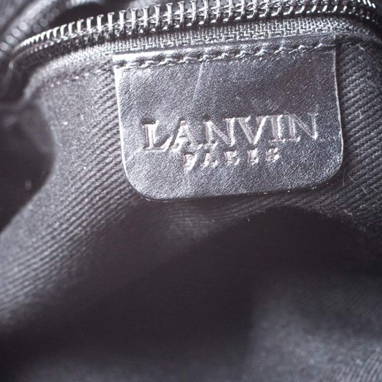 Pre Owned Lanvin Black Fox Fur and Leather Strappy Hobo