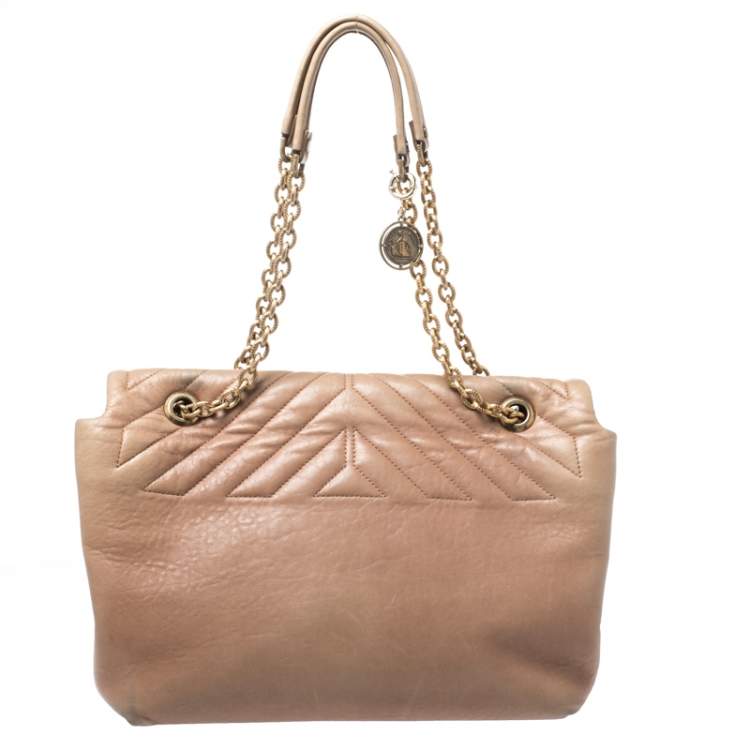 Pre Owned Lanvin Beige Quilted Leather Medium Happy Shoulder Bag