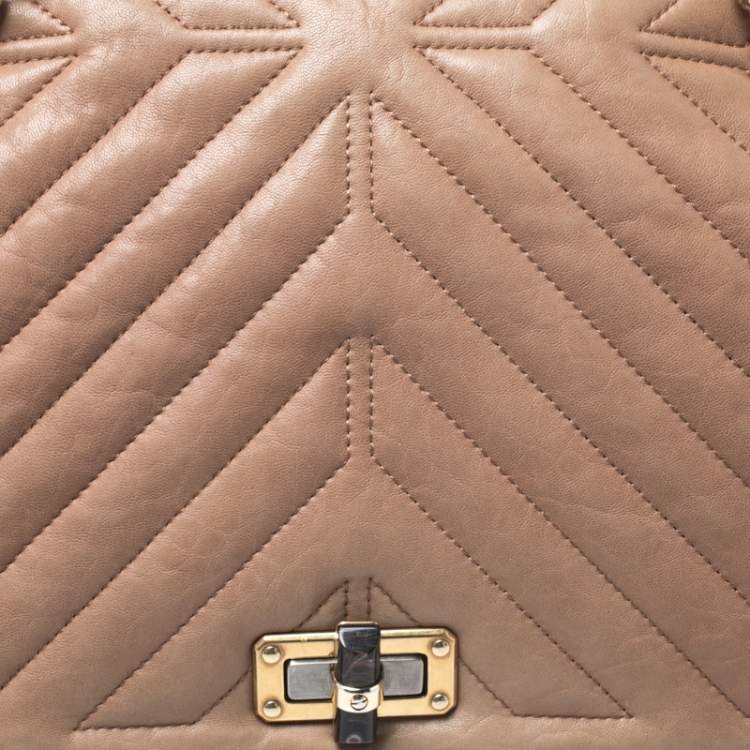 Pre Owned Lanvin Beige Quilted Leather Medium Happy Shoulder Bag