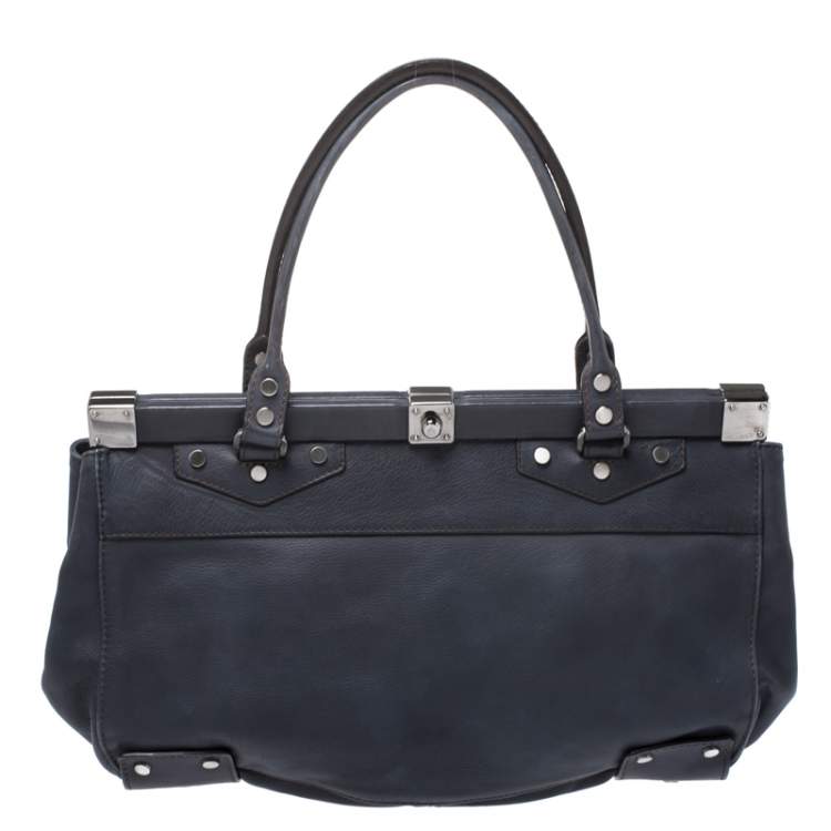 Pre Owned Lanvin Blue Leather Frame Satchel 