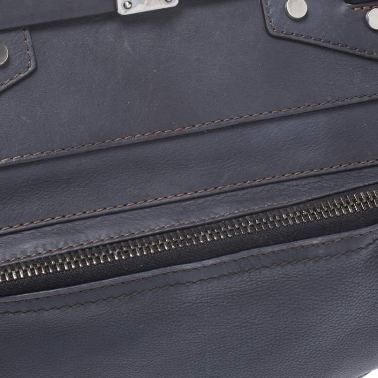 Pre Owned Lanvin Blue Leather Frame Satchel 