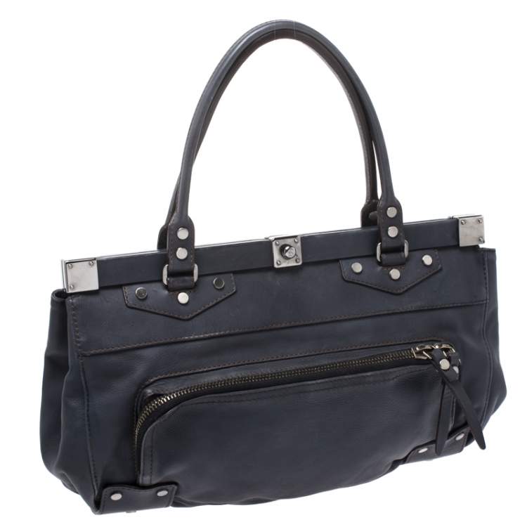Pre Owned Lanvin Blue Leather Frame Satchel 