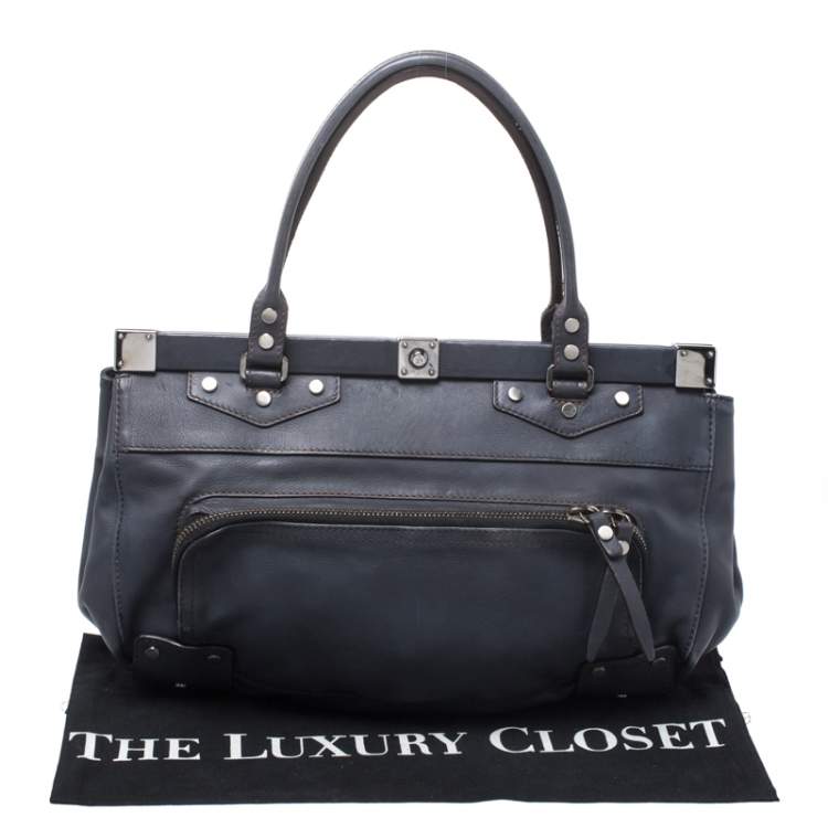 Pre Owned Lanvin Blue Leather Frame Satchel 