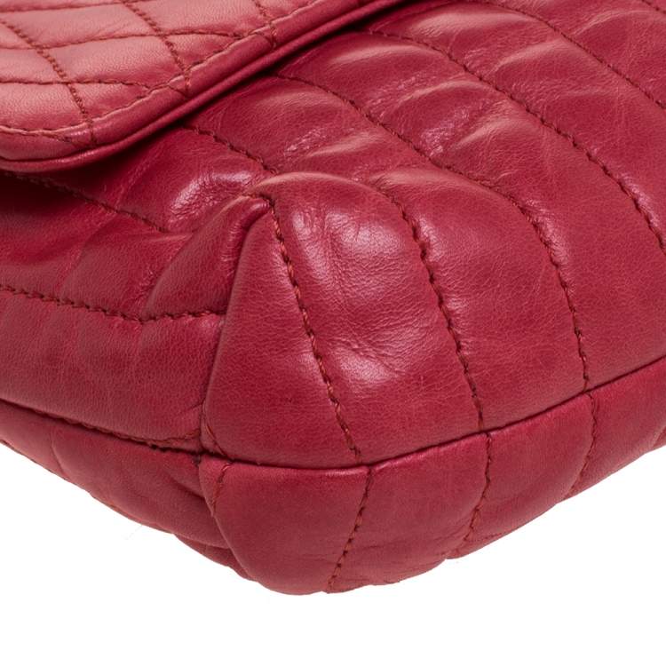 Pre Owned Lanvin Red Quilted Leather Mini Pop Crossbody Bag