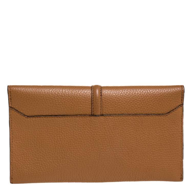 Pre Owned Lanvin Brown Leather Envelope Tassel Clutch