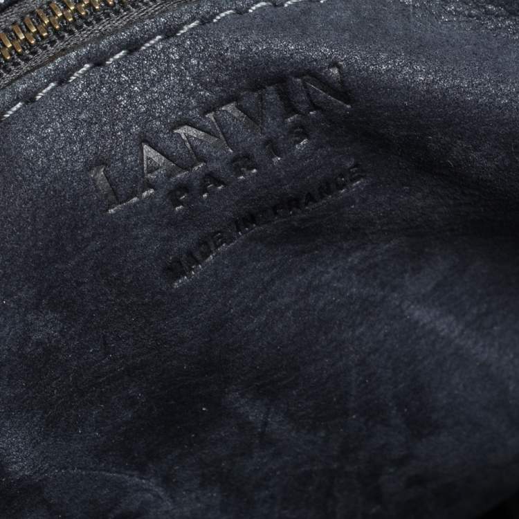 Pre Owned Lanvin Dark Blue Python Kentucky Tote