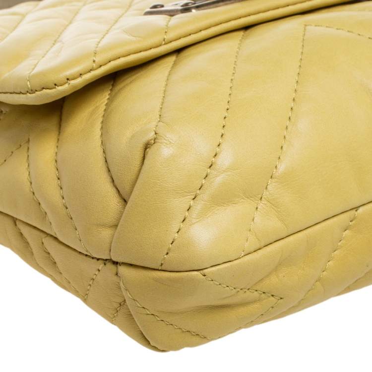 Pre Owned Lanvin Yellow Quilted Leather Mini Happy Crossbody Bag