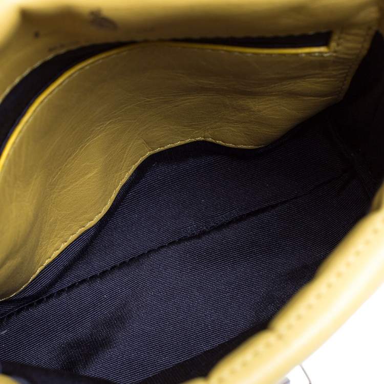 Pre Owned Lanvin Yellow Quilted Leather Mini Happy Crossbody Bag