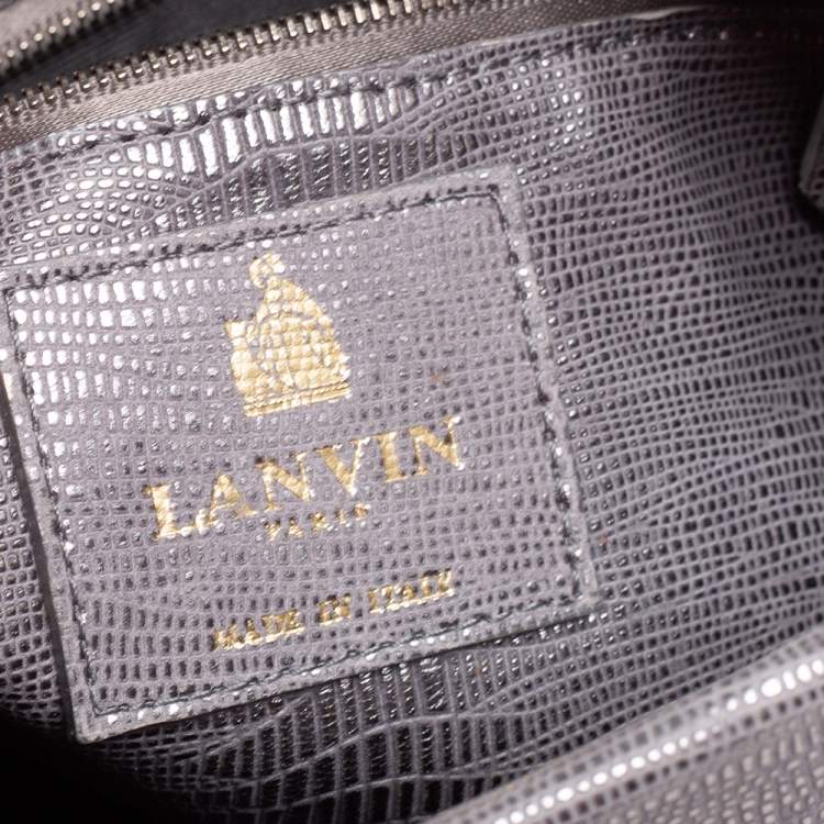 مملوكة مسبقًا Lanvin Metallic Silver Lizard Embossed Leather Happy Shoulder Bag