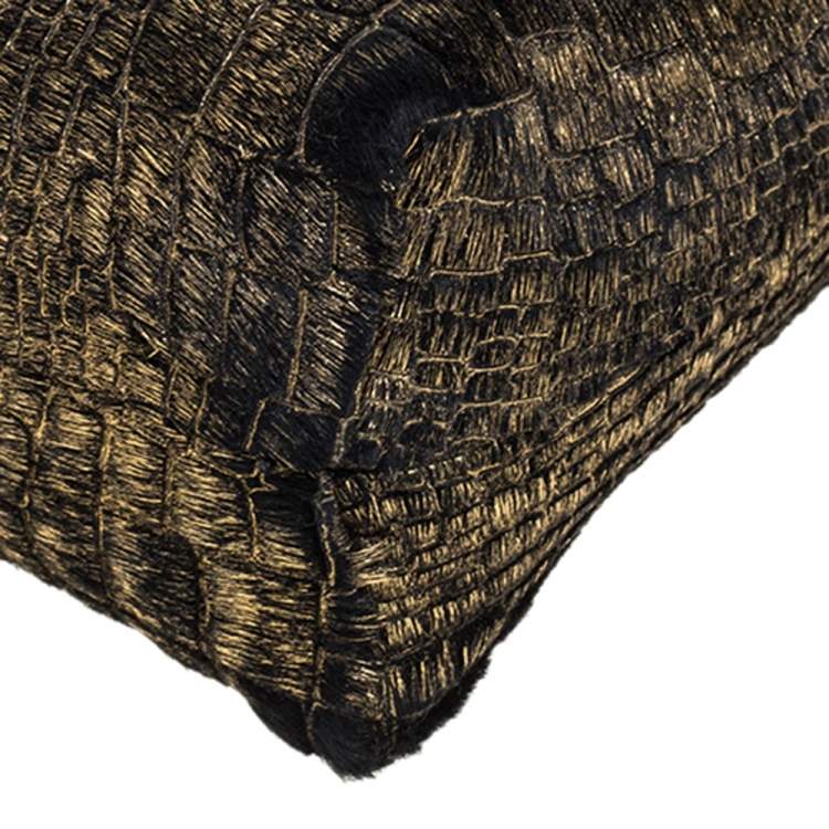 Pre Owned Lanvin Gold/Black Calfhair Medium Happy Shoulder Bag