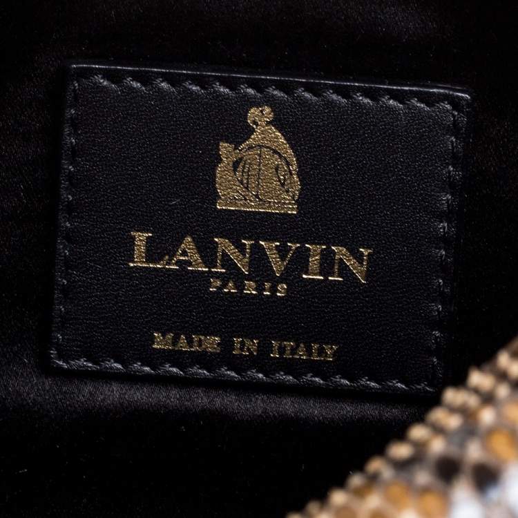 Pre Owned Lanvin Beige/Gold Python Metal Edge Pouch