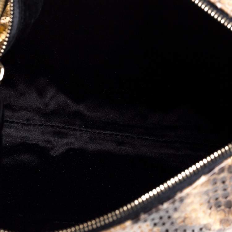Pre Owned Lanvin Beige/Gold Python Metal Edge Pouch