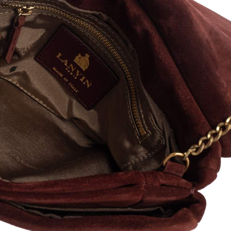 Pre Owned Lanvin Burgundy Suede Mini Sugar Shoulder Bag
