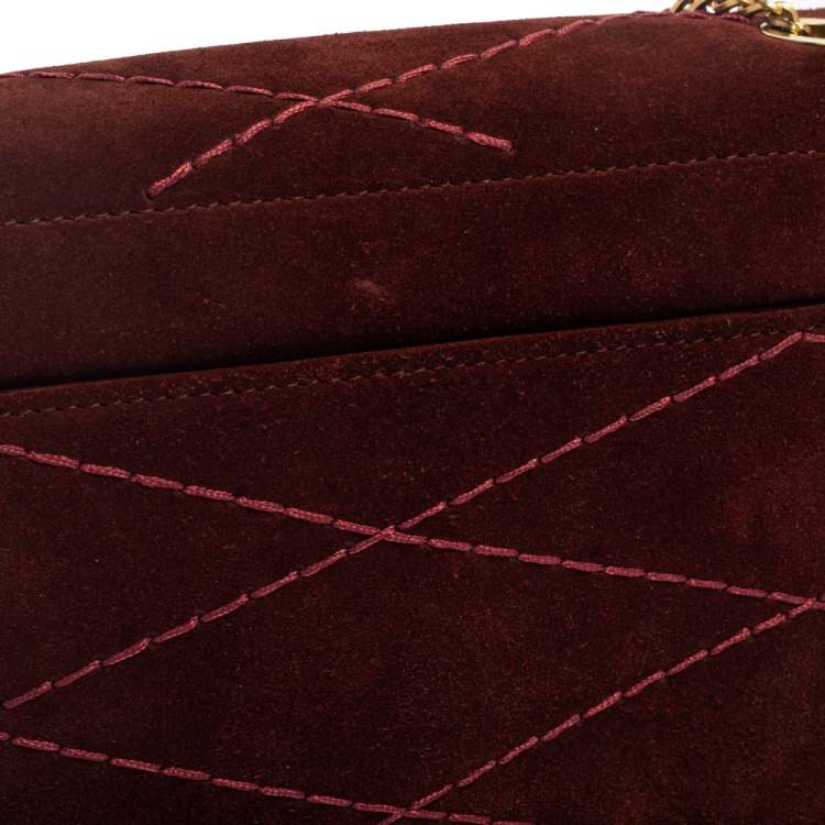 Pre Owned Lanvin Burgundy Suede Mini Sugar Shoulder Bag