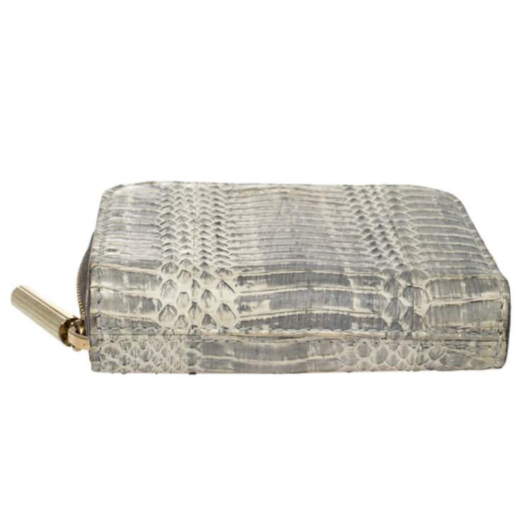 Pre Owned Lanvin Grey/White Python Zip Around Compact Wallet