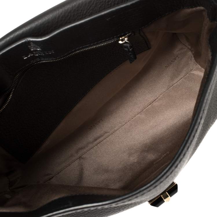 Pre Owned Lanvin Black/Brown Leopard Print Pony Hair and Leather Happy Shoulder Bag