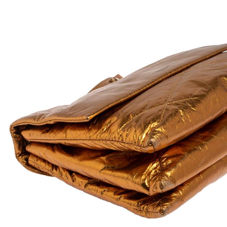 Pre Owned Lanvin Gold Leather Flap Shoulder Bag