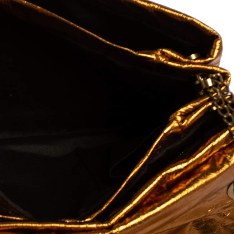 Pre Owned Lanvin Gold Leather Flap Shoulder Bag