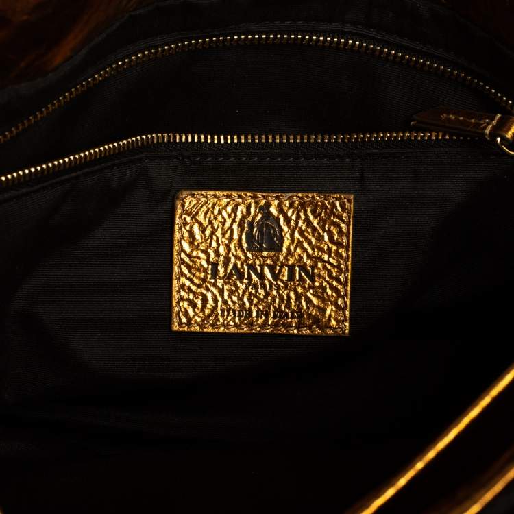 Pre Owned Lanvin Gold Leather Flap Shoulder Bag