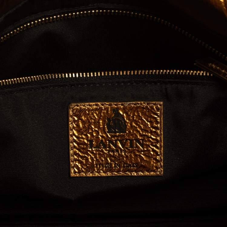 Pre Owned Lanvin Gold Leather Flap Shoulder Bag