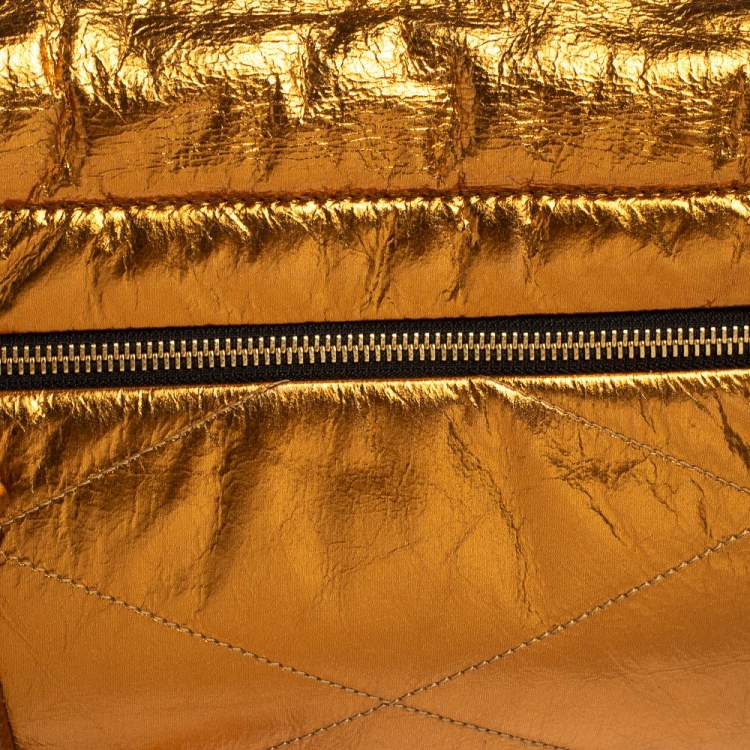 Pre Owned Lanvin Gold Leather Flap Shoulder Bag