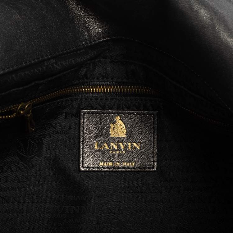 مملوكة مسبقًا Lanvin Metallic Grey Quilted Leather Happy Shoulder Bag