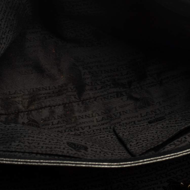 مملوكة مسبقًا Lanvin Metallic Grey Quilted Leather Happy Shoulder Bag