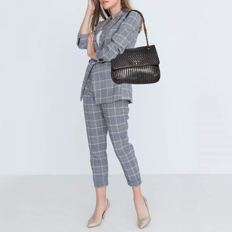 مملوكة مسبقًا Lanvin Metallic Grey Quilted Leather Happy Shoulder Bag