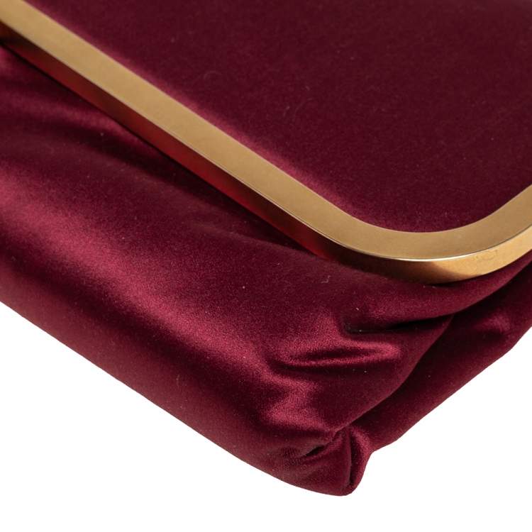 Pre Owned Lanvin Burgundy Satin Clutch