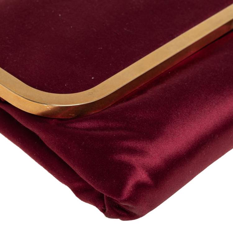 Pre Owned Lanvin Burgundy Satin Clutch