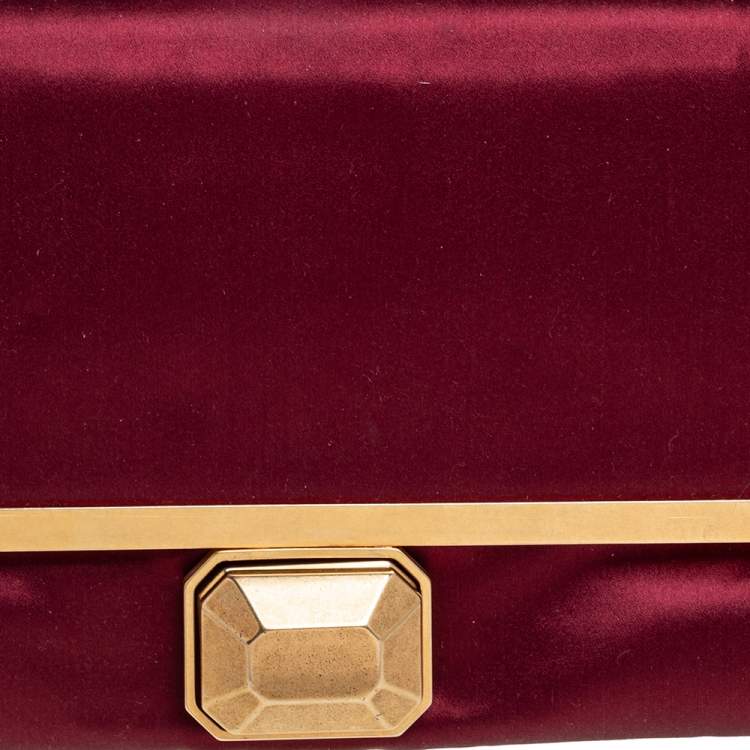 Pre Owned Lanvin Burgundy Satin Clutch