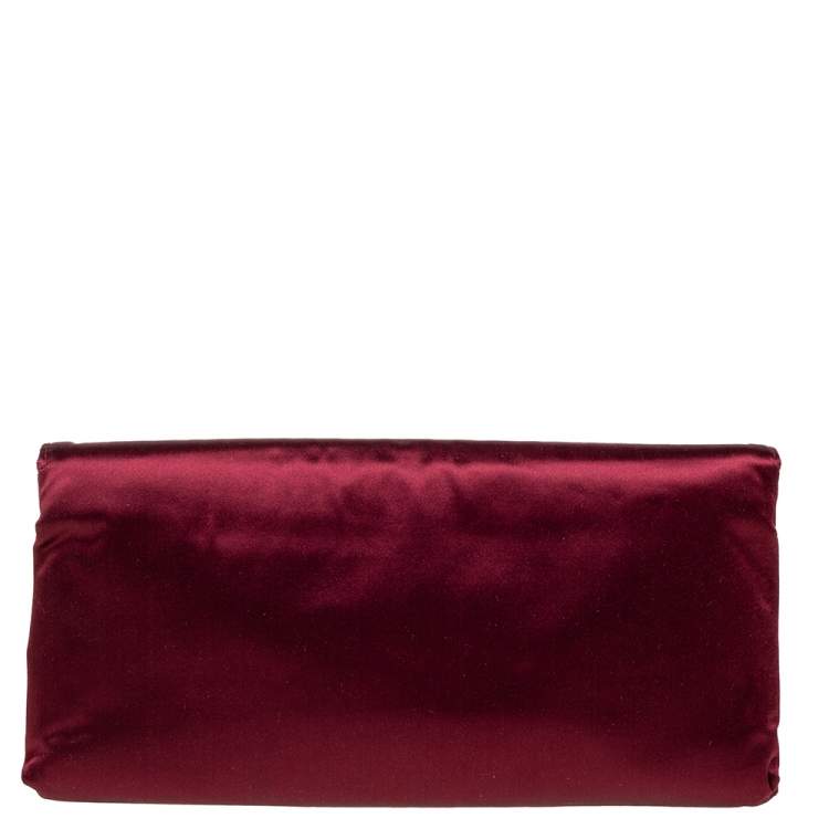 Pre Owned Lanvin Burgundy Satin Clutch