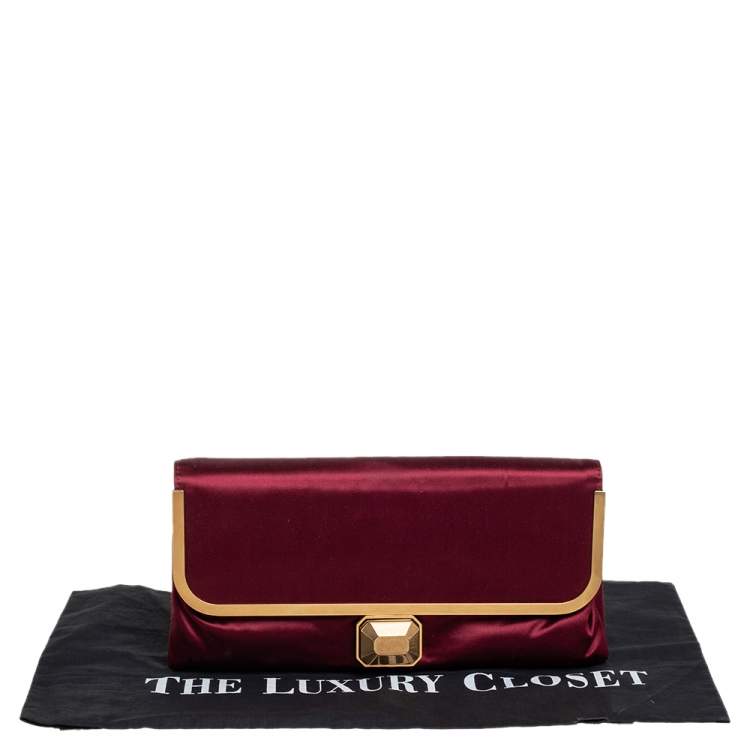 Pre Owned Lanvin Burgundy Satin Clutch