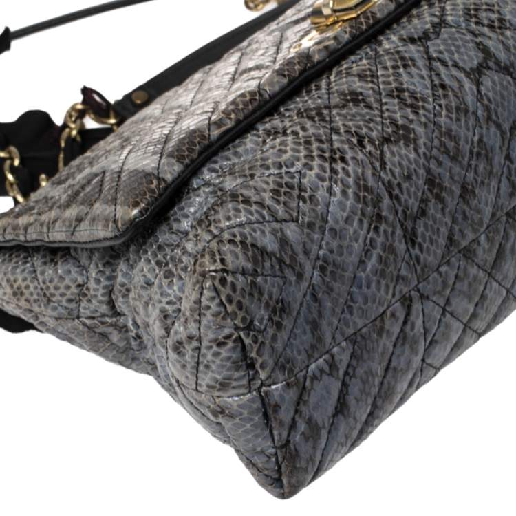 مملوكة مسبقًا Lanvin Blue Python Happy Shoulder Bag