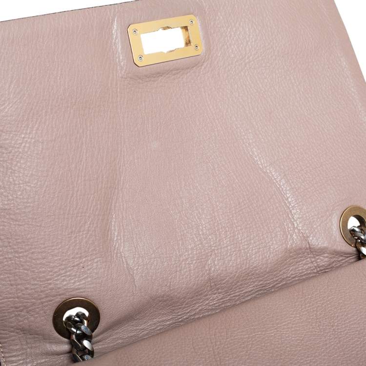Pre Owned Lanvin Beige Leather Happy Flap Shoulder Bag