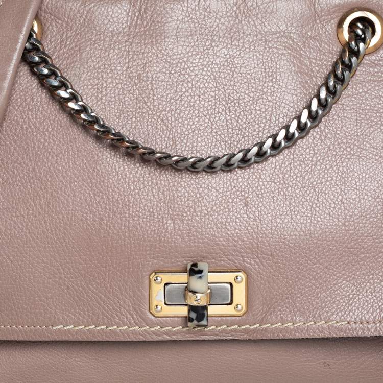 Pre Owned Lanvin Beige Leather Happy Flap Shoulder Bag